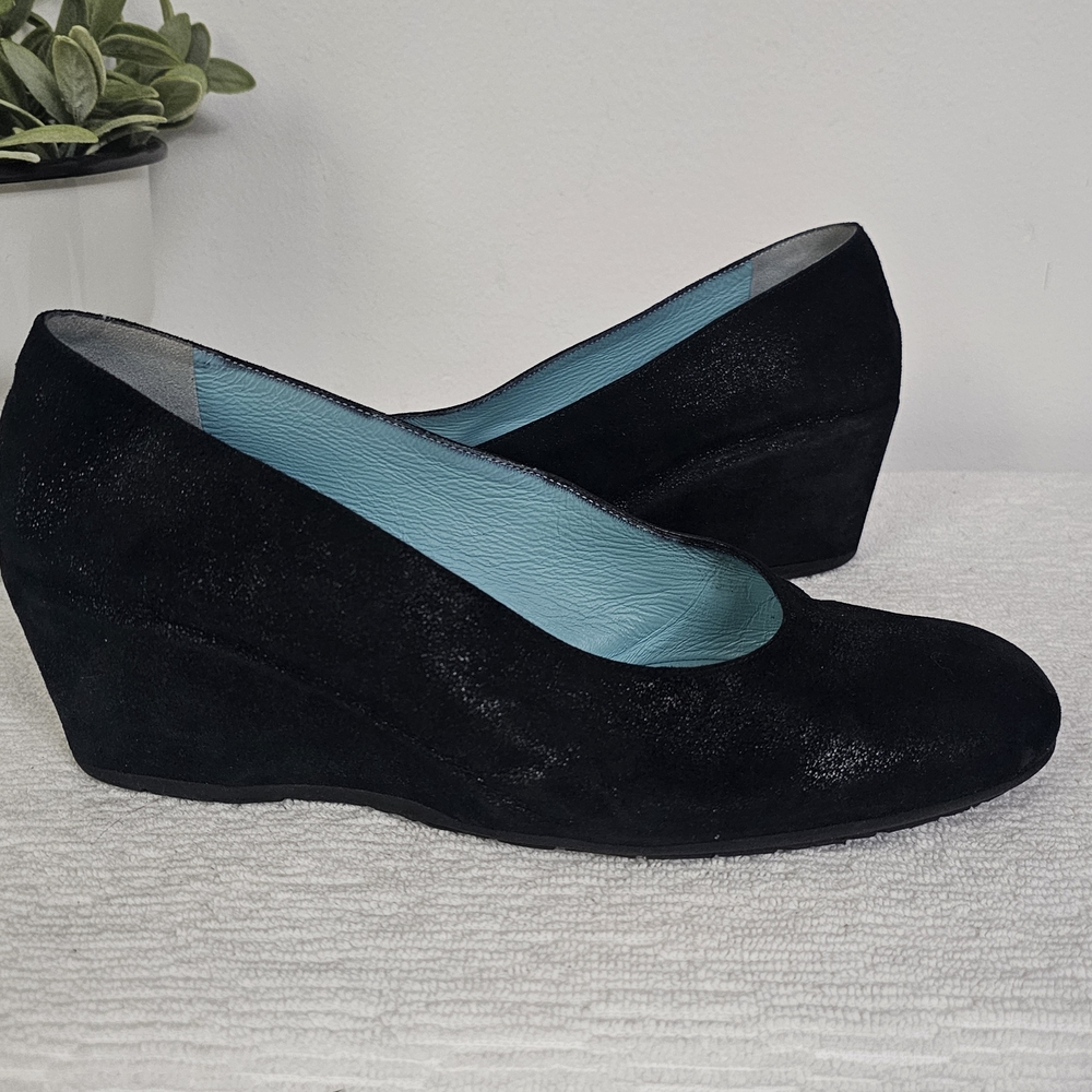 Thierry Rabotin Elegant Black Soft Flexible Luxury Lightweight Wedge Shoes 39.5